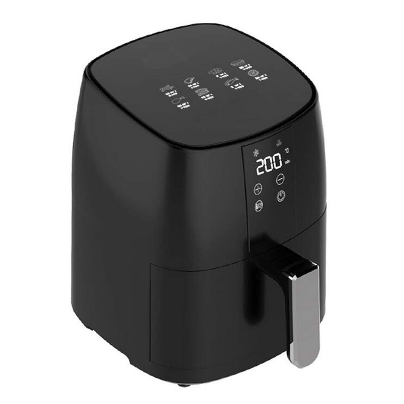Elektryczna frytkownica 1350 W Nieprzywierający kosz do smażenia 0-60 min Kontrola czasu i 60-200 ℃ Kontrola temperatury z przewodnikiem po przepisach Czarny