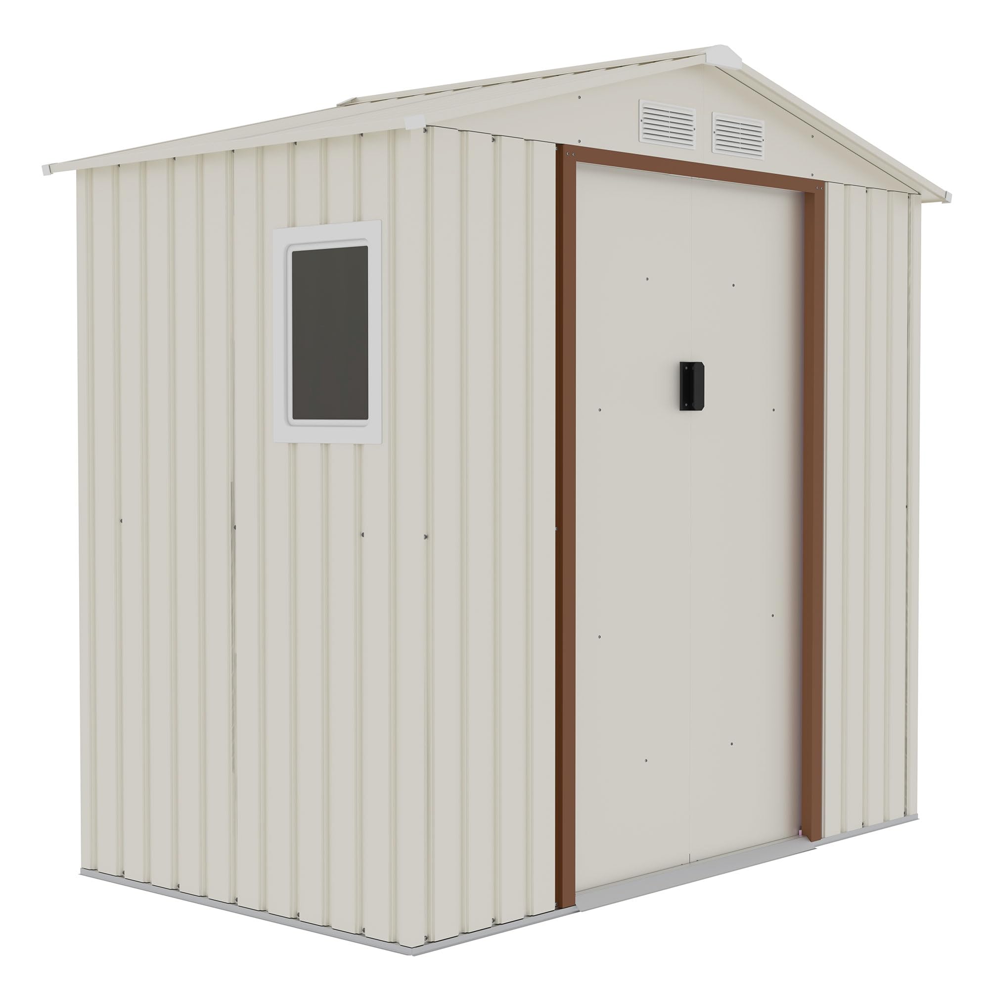 Outdoor Metal Storage Shed, 7X4.2 feet, Garden Metal Shed. Perfect for Storing Patio Furniture, Garden Tools. Garage Organizer, Weather Resistant. With warranty. Beige, CT-640