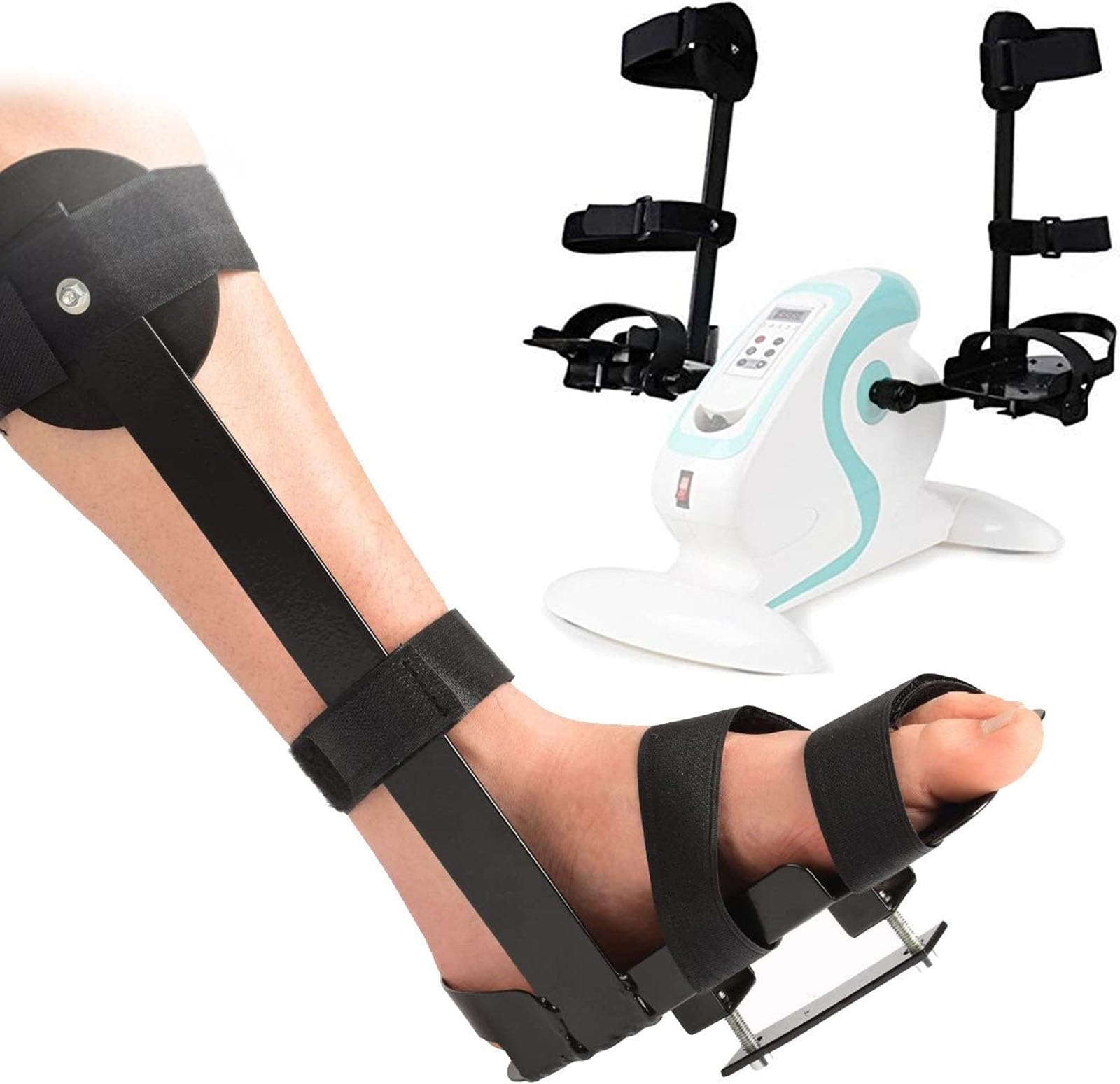 Supporto per le gambe per l'esercitatore a pedali motorizzato e la mini cyclette elettrica, tutore fisso per le gambe, adatto ai pedali della bicicletta di riabilitazione dell'allenatore elettrico 1 c