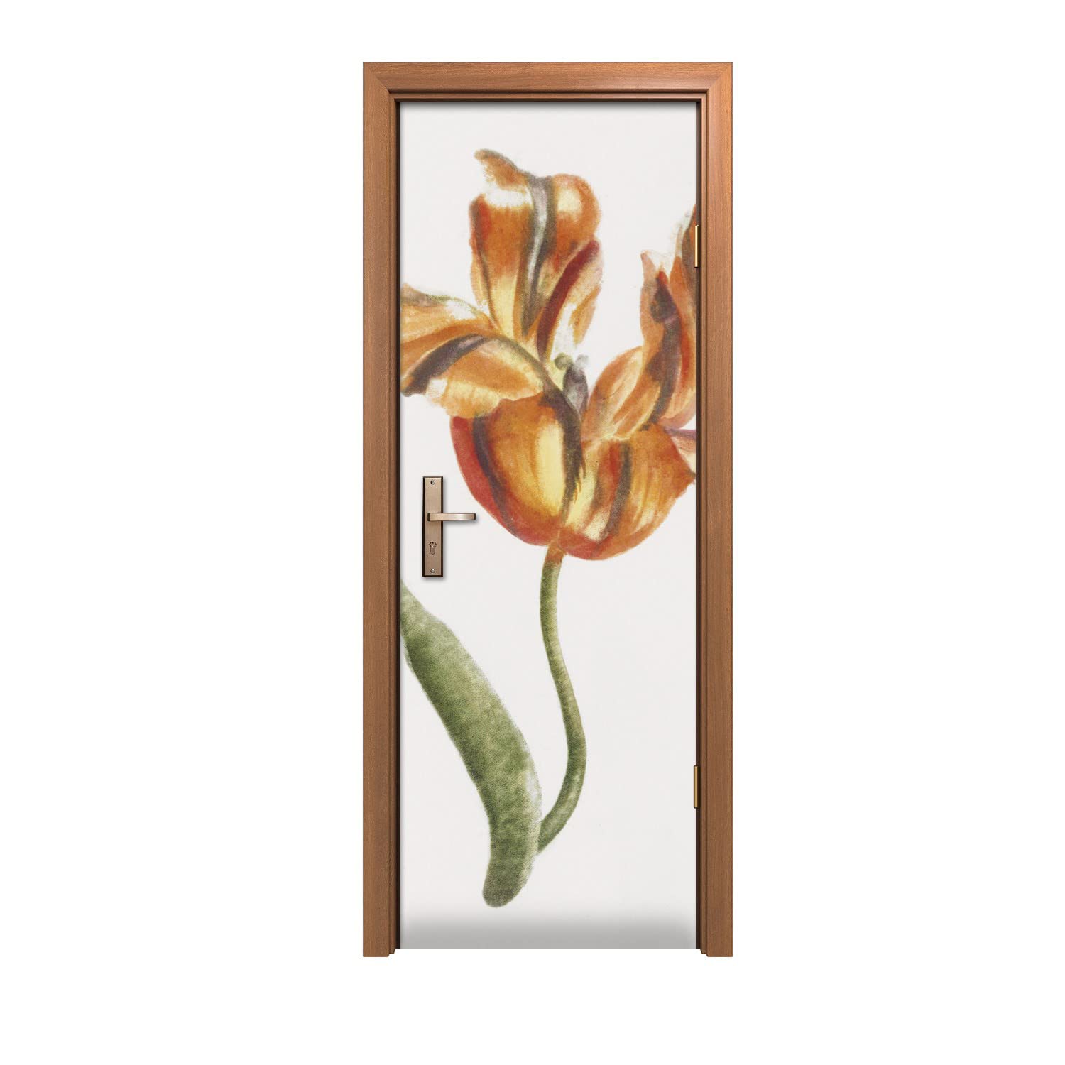 Autocollant de porte 70x200cm déco murale adhésive motif floral rétro pour maison