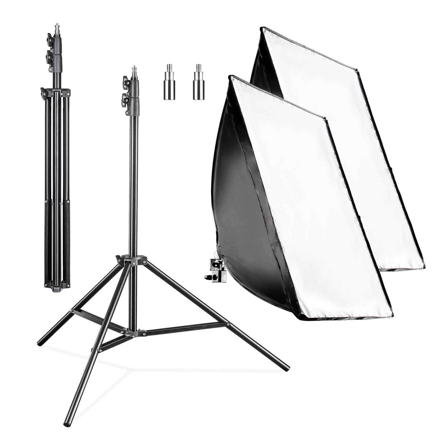 Walimex pro Zestaw 2 softboxów o wymiarach 40 x 60 cm z 2x żarówkami LED 35 W o barwie dziennej 5000 K i dwoma statywami oświetleniowym FT-8051 do wys. 260 cm, statywy z amortyzacją drgań