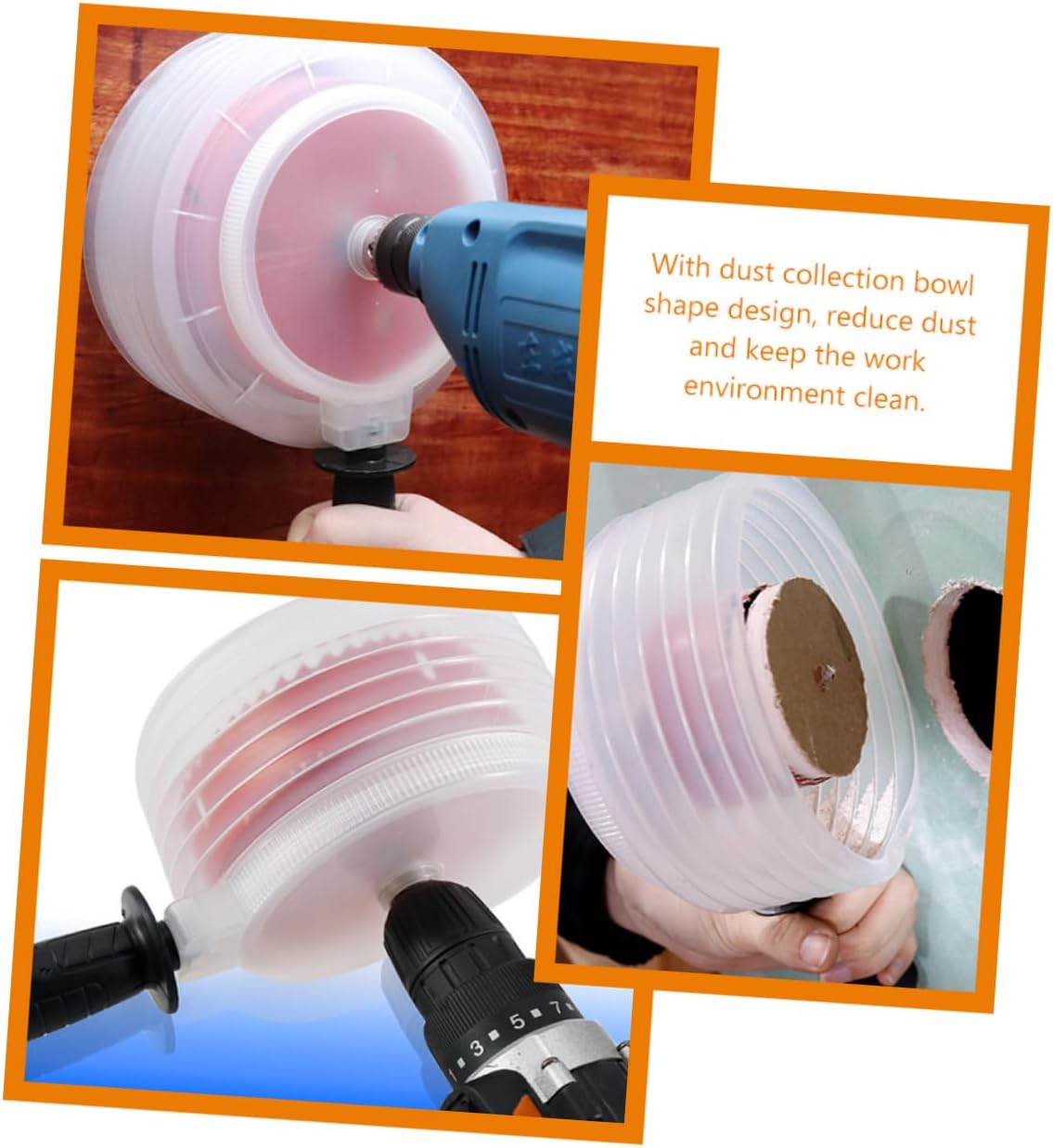 ORFOFE Electric Drill Dust Collector with Handle Plastic Dust Cover Bowl for Ceiling Installation Woodworking Downlight Speaker Spotlight Dust Collection Multi-functional Dust Catcher