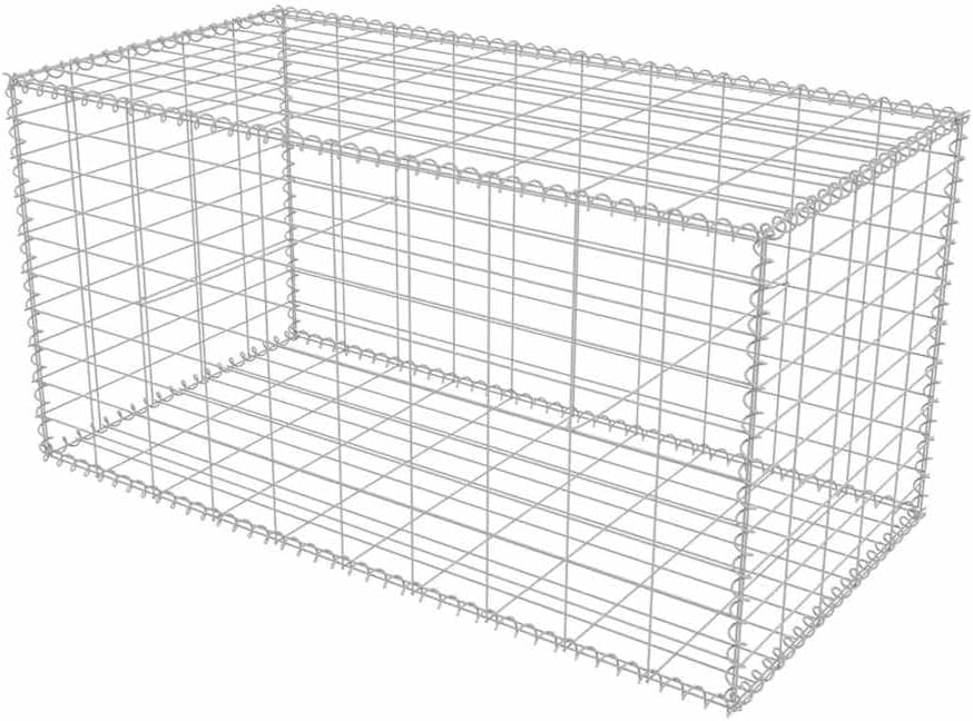 vidaXL Galvanised Steel Gabion Basket 100x50x50cm - Versatile Landscaping Solution, Easy Setup & High Load Capacity, Perfect for Outdoor Garden & Retaining Walls