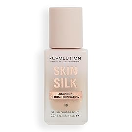 Revolution Beauty London, Skin Silk Serum Foundation, Light to Medium Coverage, Lightweight & Radiant Finish, Contains Hyaluronic Acid, F6 Light Skin Tones, 0.77 fl oz