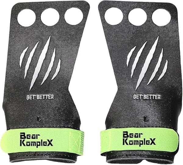 Bear KompleX Black Diamond Hand Grips - 3-Hole Gymnastics Calleras, Chalk-Free Synthetic Material, Neoprene Wrist Strap - Workout Gloves & Lifting Grips for Pull-Ups, Weightlifting, Deadlifts - Small by Bear KompleX - Used condition - US$41.58
