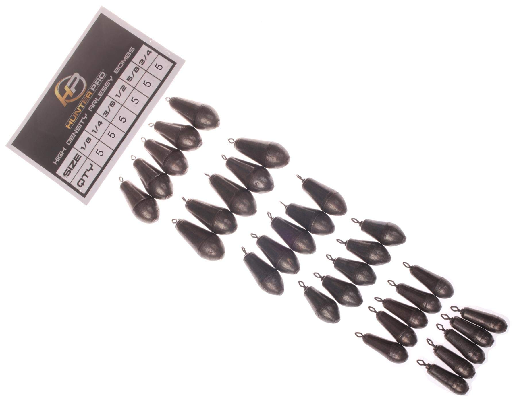 Hunter Pro Arlesey Bomb Carp Fishing Weights X 30. 6 Sizes Non Toxic High Density Swivels. Ledger Bombs