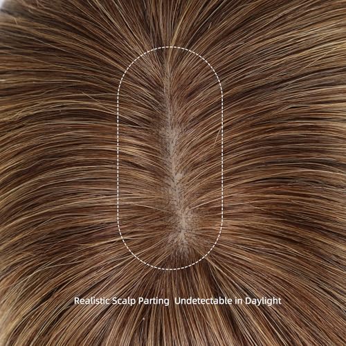 Image of 16 Inch Brown and Gold Ombre Human Hair Wig, Human Hair Wig With Bangs, Real Hair Wigs For Women, real human hair wigs