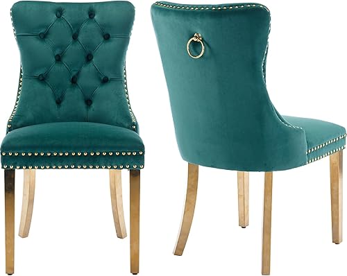 Miniatura 41 de Juego de 2 sillas de comedor modernas de mediados de siglo, sillas de cocina tapizadas en terciopelo color azul marino, sillas para cocina y 042