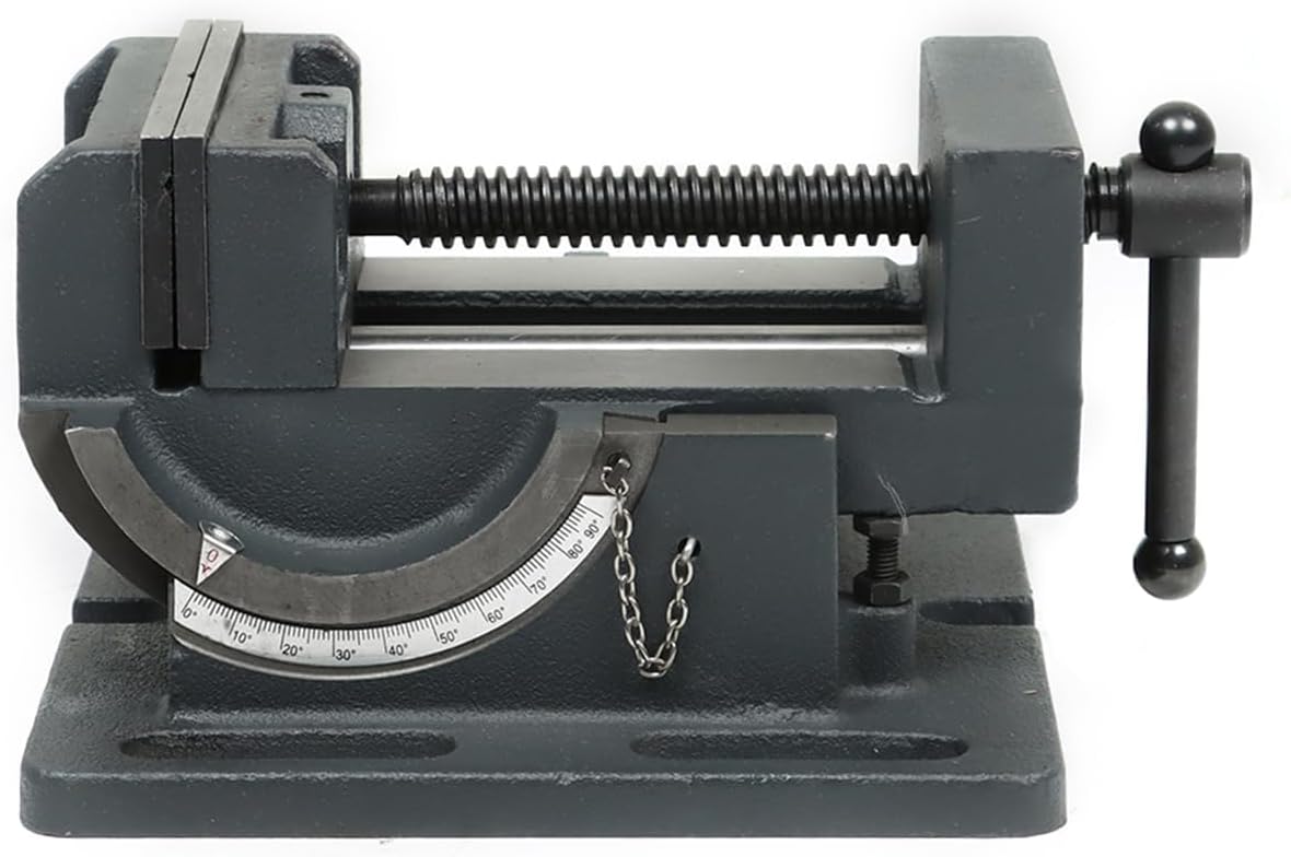 findmall 4 Inch Angle Drill Press Vise 0-90 Degree Tilting Angle Vise Iron Cradle Style Angle Vise Fit for Drilling Machine
