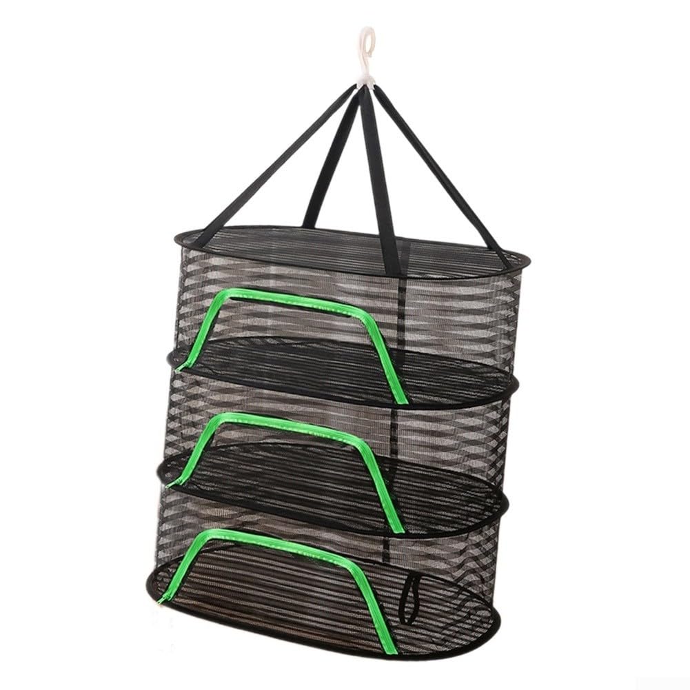Foldable Drying Net for Plants, 40 x 60 cm Herb Dryer Hanging Drying Nylon Mesh with Zips for Meat, Herbs, Vegetables, Plants(B)