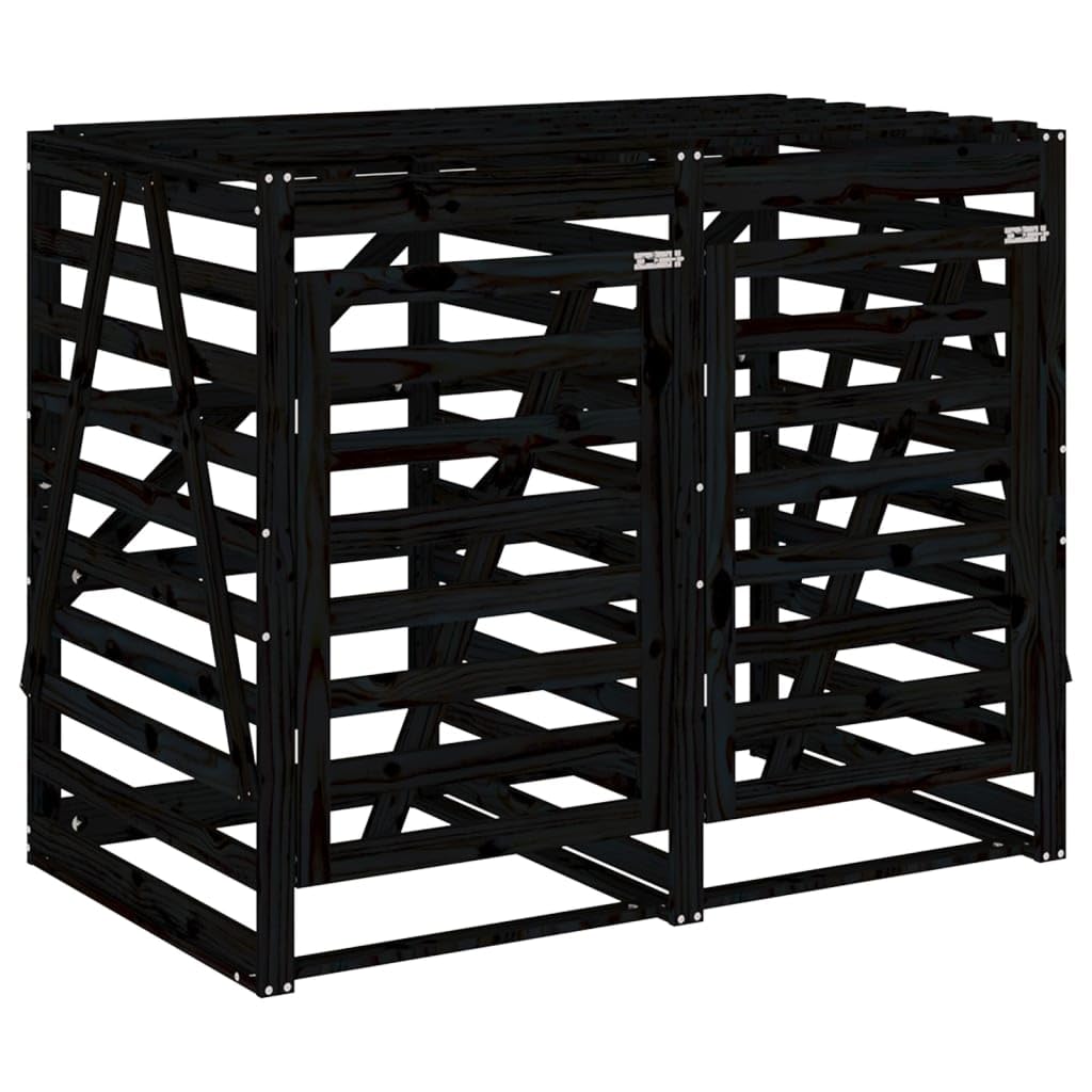 Pojemnik na śmieci na 2 tony, z litego drewna sosnowego, odporny na warunki atmosferyczne, z zamykanymi drzwiami, ochrona przed wzrokiem, elastyczna instalacja drzwi, trwały domek do ogrodu