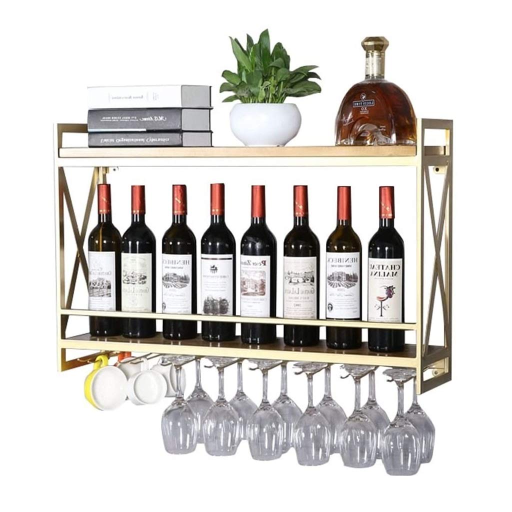 Support Mural Pour Bouteille De Vin - Étagère En Bois En Métal - Support Pour Verres à Vin Et à Champagne - 80 X 20 Cm - Peut Contenir Jusqu'à 18