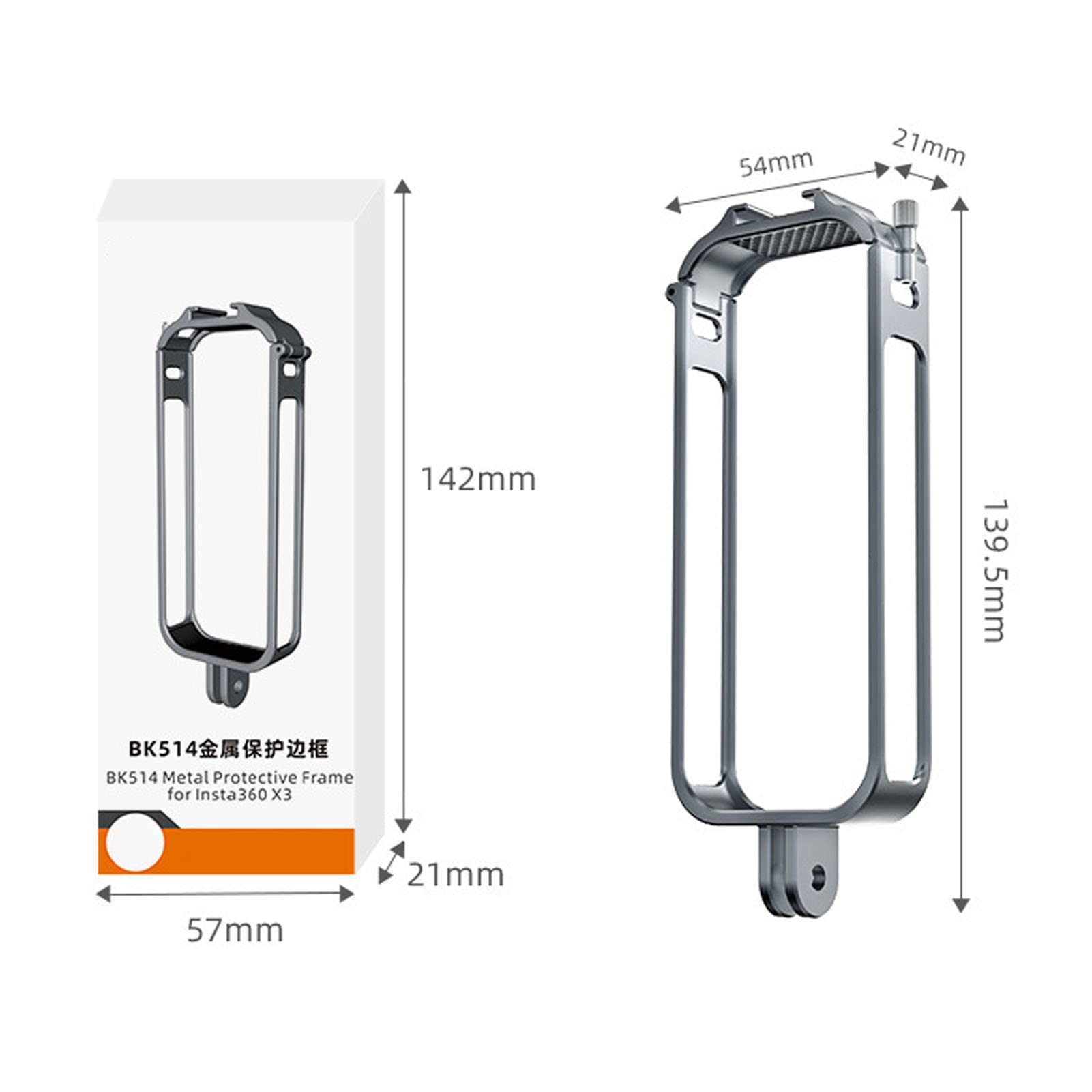 Jaula de Cámara de Acción, Material de Aleación de Aluminio, Tornillo de Mano Anticaída, Interfaz de Zapata Fría Superior de Bloqueo, Marco Protector de Cámara para Insta360 X3