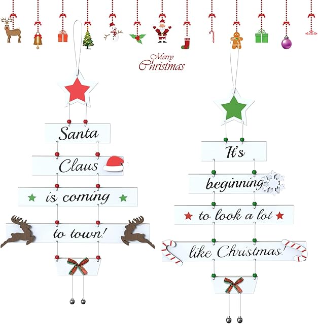 YY-JUNYING Wooden Christmas Decorations- - Large Hanging Christmas Decorations Indoor, Christmas Decorations, christmas decorations for windows