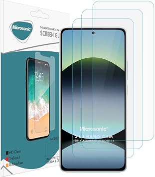Microsonic Xiaomi Redmi Note 14 4G Screen Protector Nano Glass Cam Ekran Koruyucu (3`lü Paket) [Redmi Note 14 4G ile Uyumlu Ekran Koruyucu - Şeffaf]