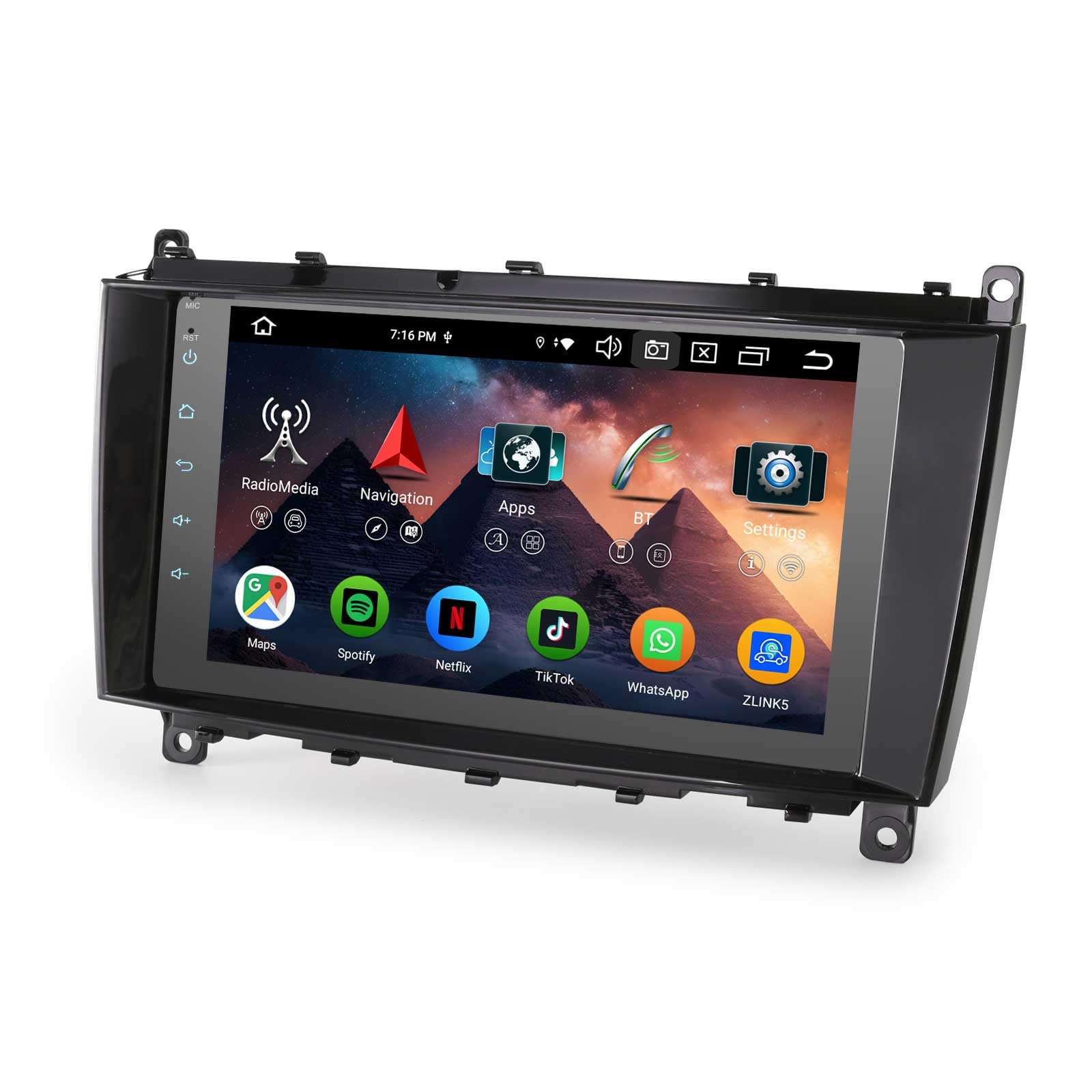 Erisin 8 Pulgadas 8-núcleo 4GB+64GB Android 16 Radio Coche Bluetooth Navegación GPS para Mercedes Benz CLK C209 A209 Soporta CarPlay Android Auto DSP WiFi 4G RDS USB Pantalla IPS OBD2 Canbus