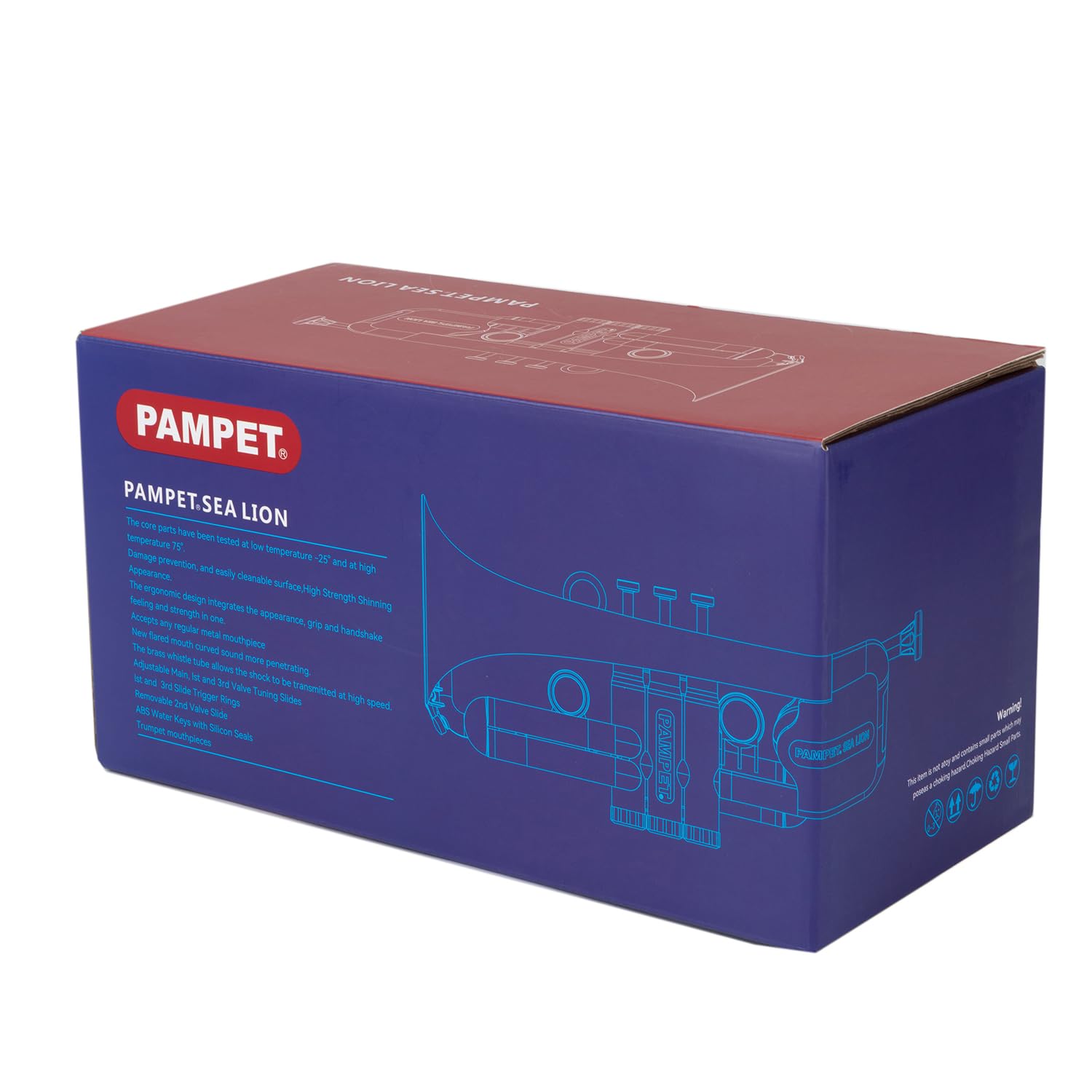 PAMPET Sea Lion Professionelles Bb-Trompeten-Set aus Kunststoff für Schüler und Anfänger, Blau