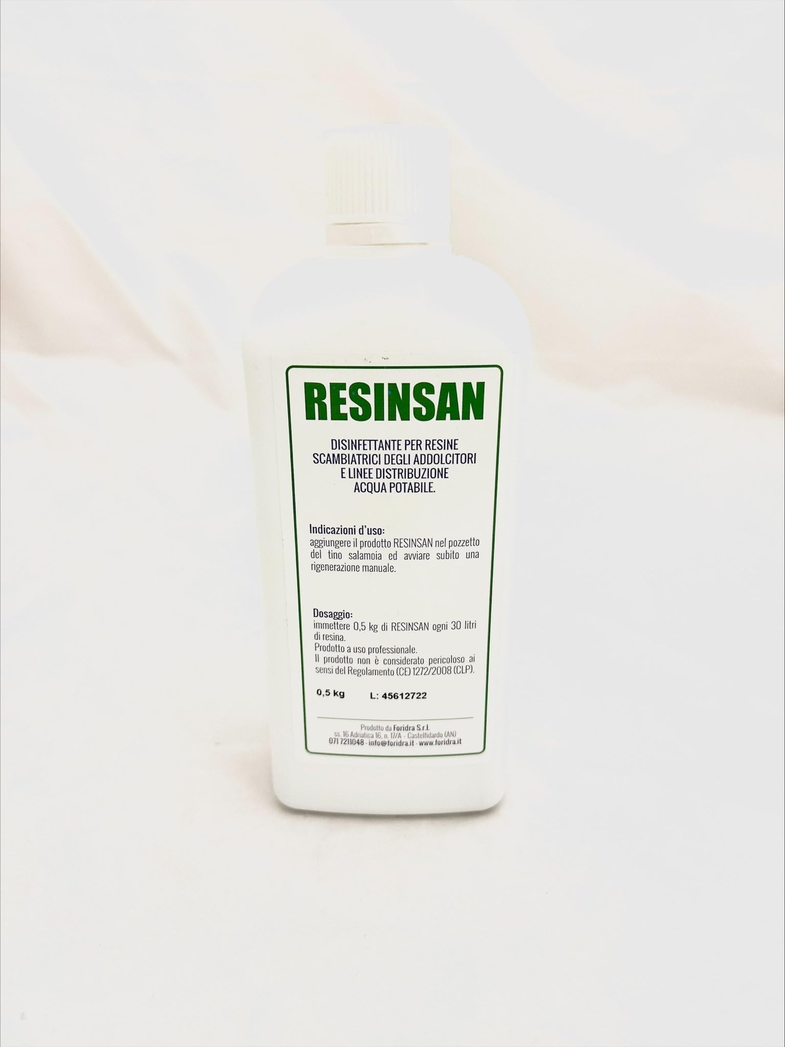 Disinfettante Liquido Foridra ResinSan per Risanamento Resine Addolcitori