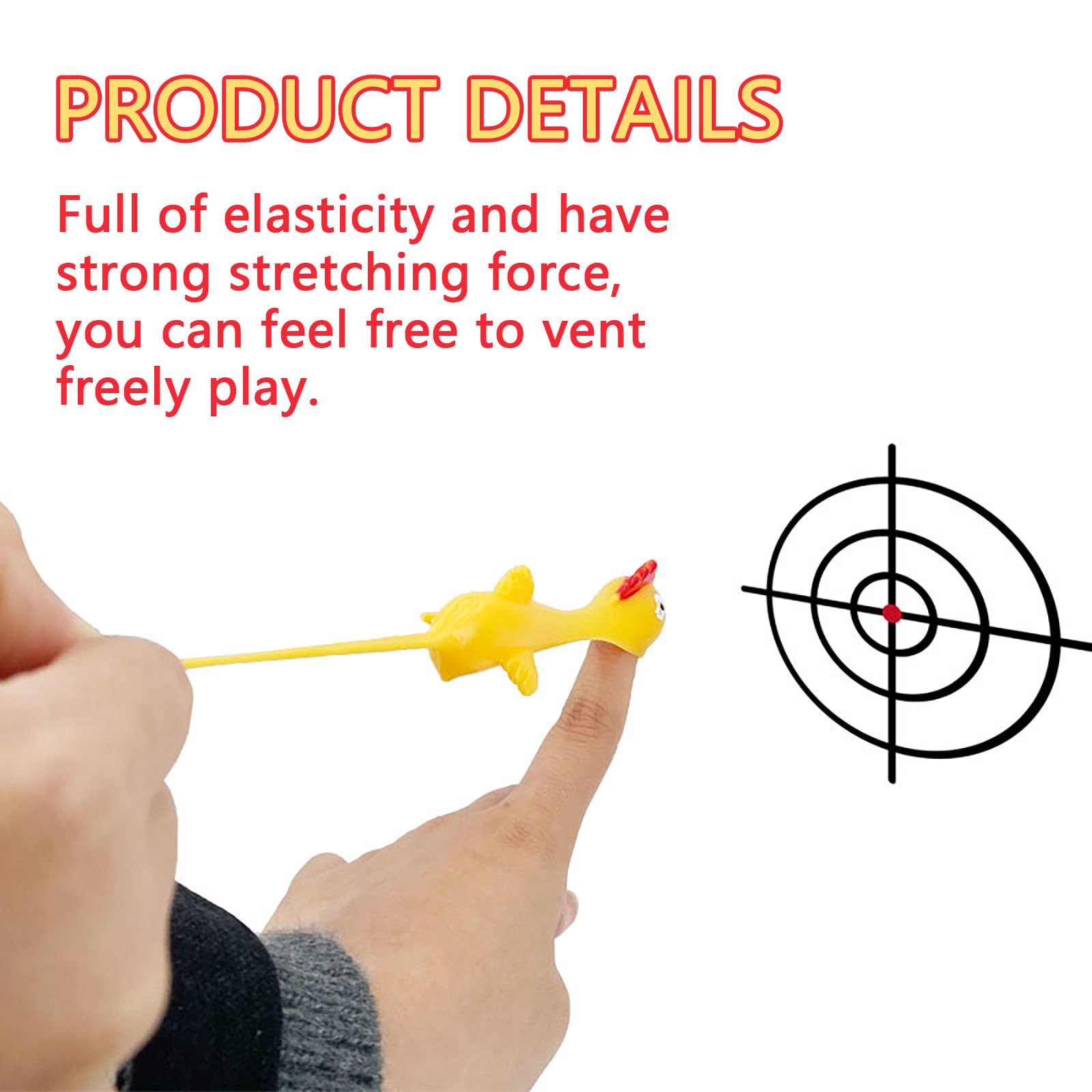 QHLWTT 20Pcs Funny Rubber Chickens Flying Cute Smile Rubber Chicken Easter Chicks Sticky Stretchy Slingshot Finger Toys for Party Favors Gift (Yellow) - Image 3