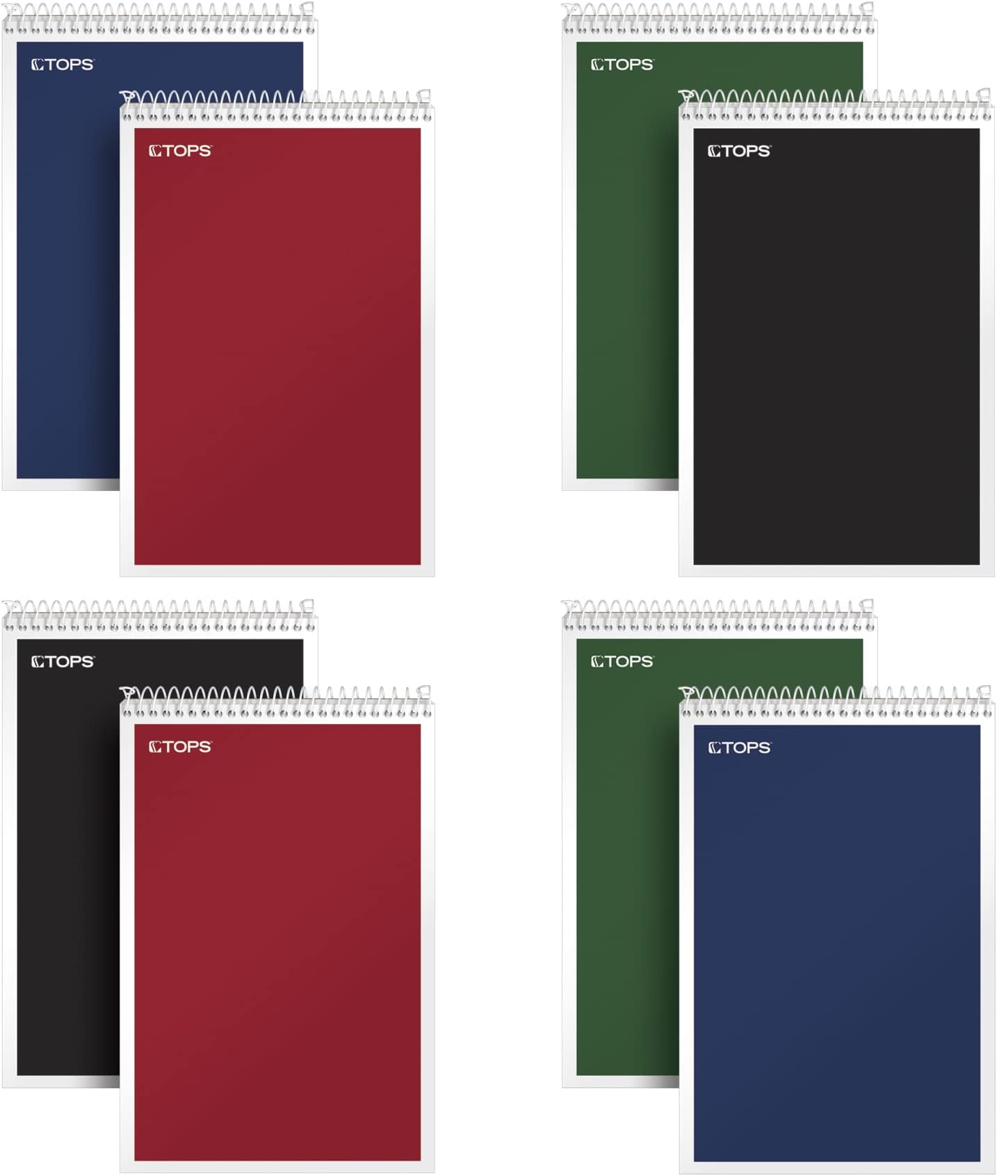 TOPS Spiral Steno Books 8 Pack, 6" x 9", Gregg Rule White Paper