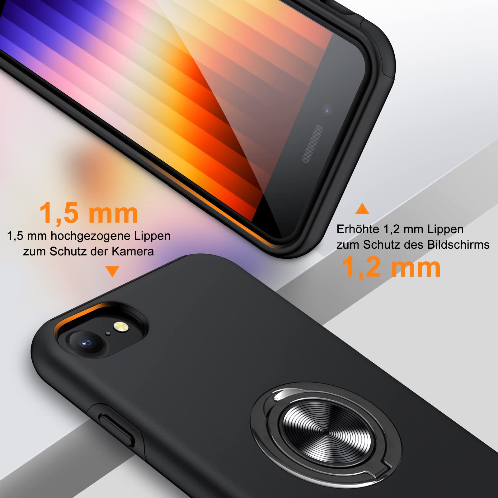 AOUIA Custodia per iPhone SE 2020, iPhone SE 2022, iPhone SE/7/8, con 2