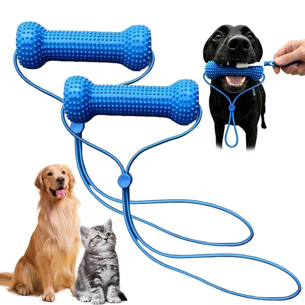 Dual-Action Canine Dental Prop - Reusable Dog Dental Cleaning Tools for Pet Oral Care,DogDental Chew Toy and Teeth Brushing Aid,Dog Tooth Cleaning Chew Toy and Mouth Opener for Easier Teeth Brushing