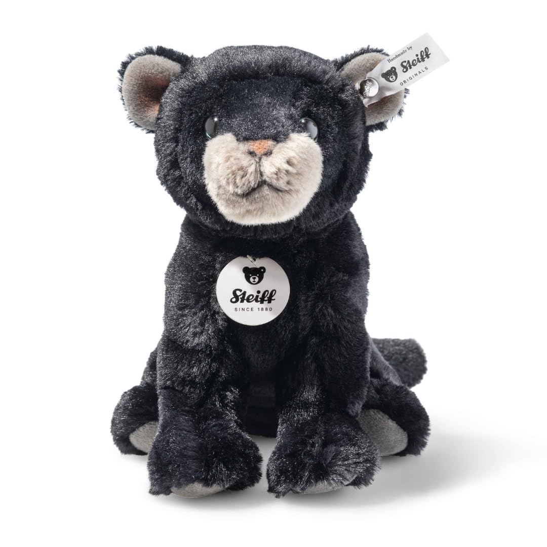 Steiff Peluche Pantera bebé Taky, Peluche Adorable con Ojos de plástico, para niños y niñas, Peluche 19 cm, Negro, 067938