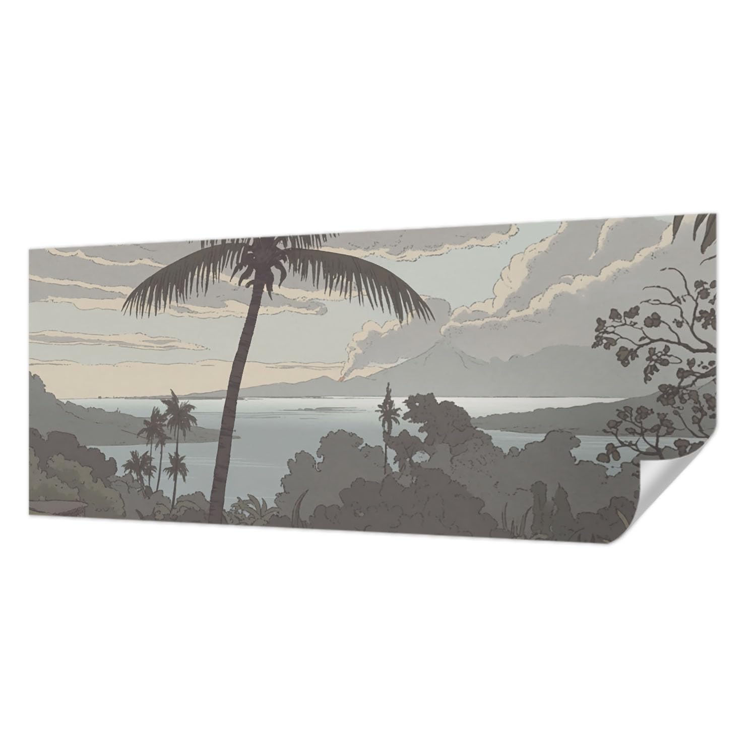 Tapisserie murale autocollante pour chambre et salon paysage exotique
