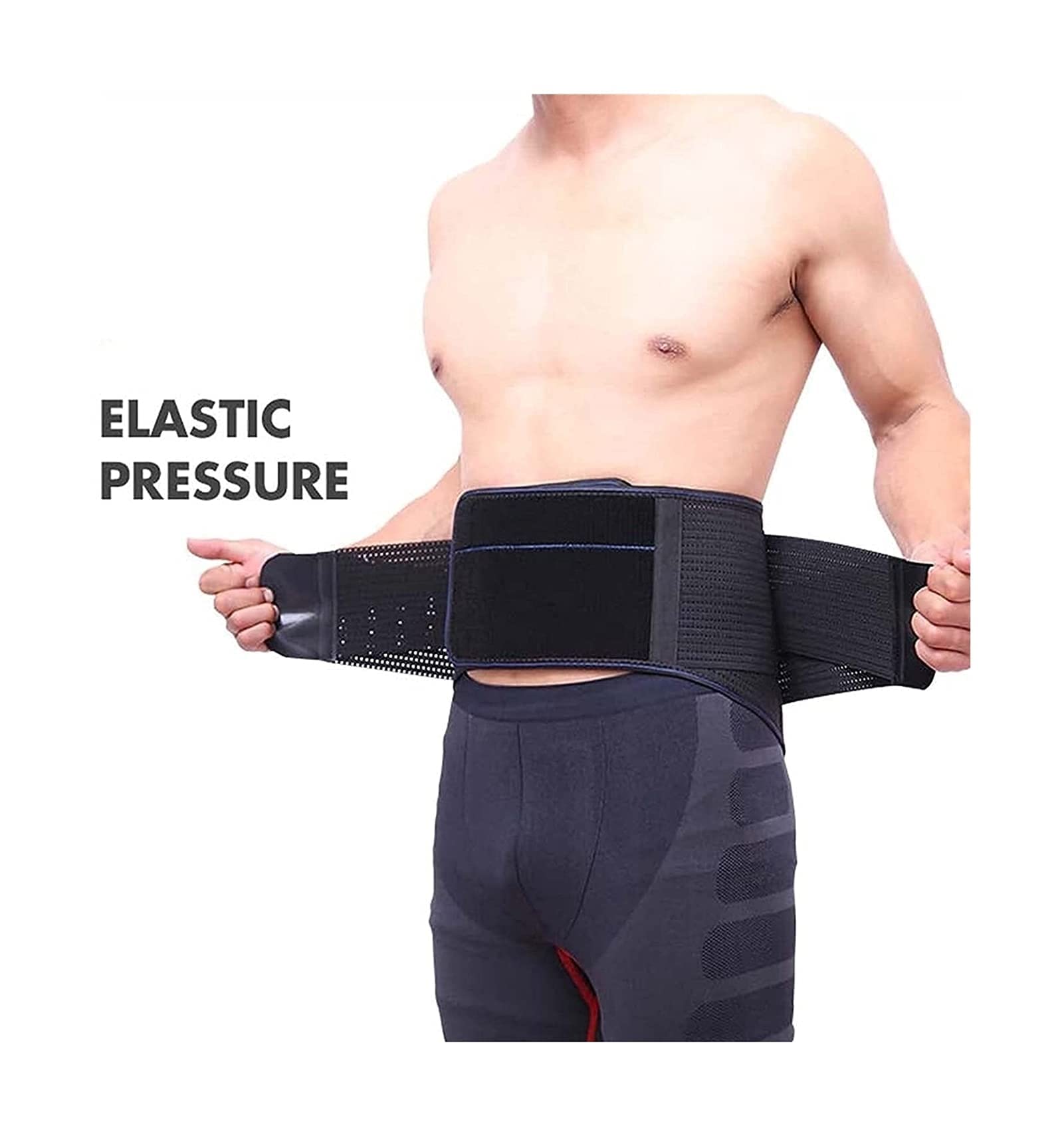 Cinturón de apoyo para la espalda lumbar para hombres y mujeres Cinturón transpirable para la parte inferior de la espalda con almohadilla lumbar Alivio inmediato del dolor de espalda (Negro L)