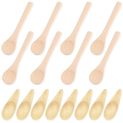 16 pcs Wooden Scoop, SourceTon 2 Style Mini Wood Salt Spoon, Wood Honey Teaspoon, for Tea, Coffee, Salt, Spices, Milk Powder, Ice Cream, Sugar(Log color)