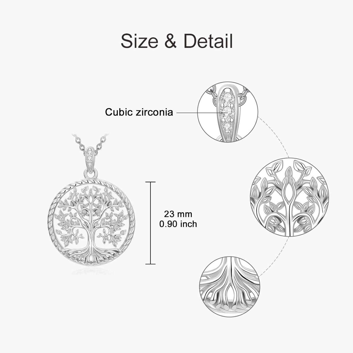 925 Sterling Silver Tree of Life Pendant Necklace,Silver Family Tree Moonstone Necklaces for Women/Mom/Wife,Dainty Gifts for Birthday Anniversary,with 18+2inches Chain