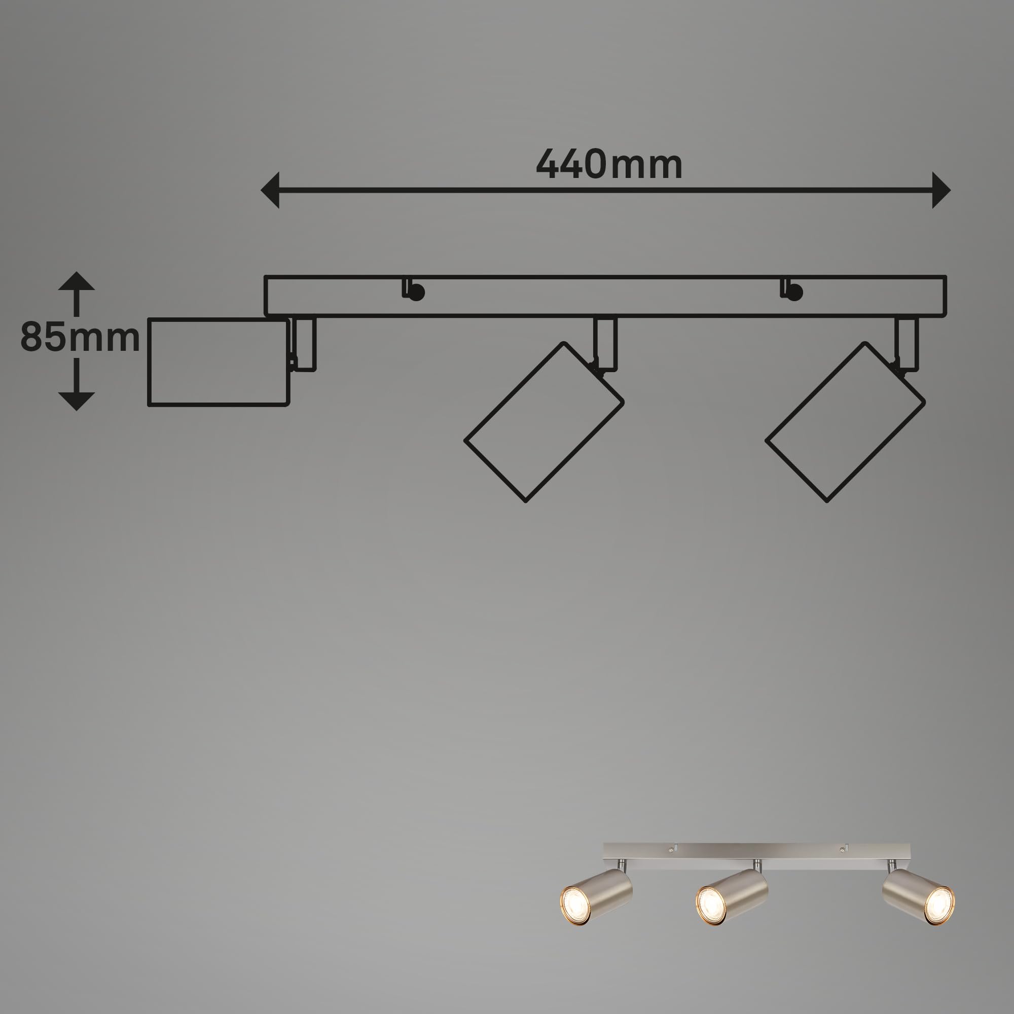 BRILONER, LED Ceiling Spotbar, 3 x GU10 max 9W, Adjustable Ceiling Spot Lights, Living Room, Kitchen Lights - Image 2