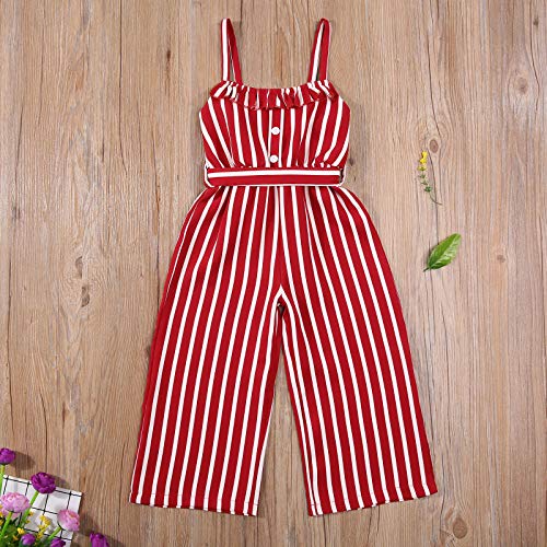 Softcomfy Toddler Baby Girl Sleeveless Leopard Floral Printed Romper Jumpsuit Halter Bodysuit Outfit Clothes (Red, 2-3T) #TOP1
