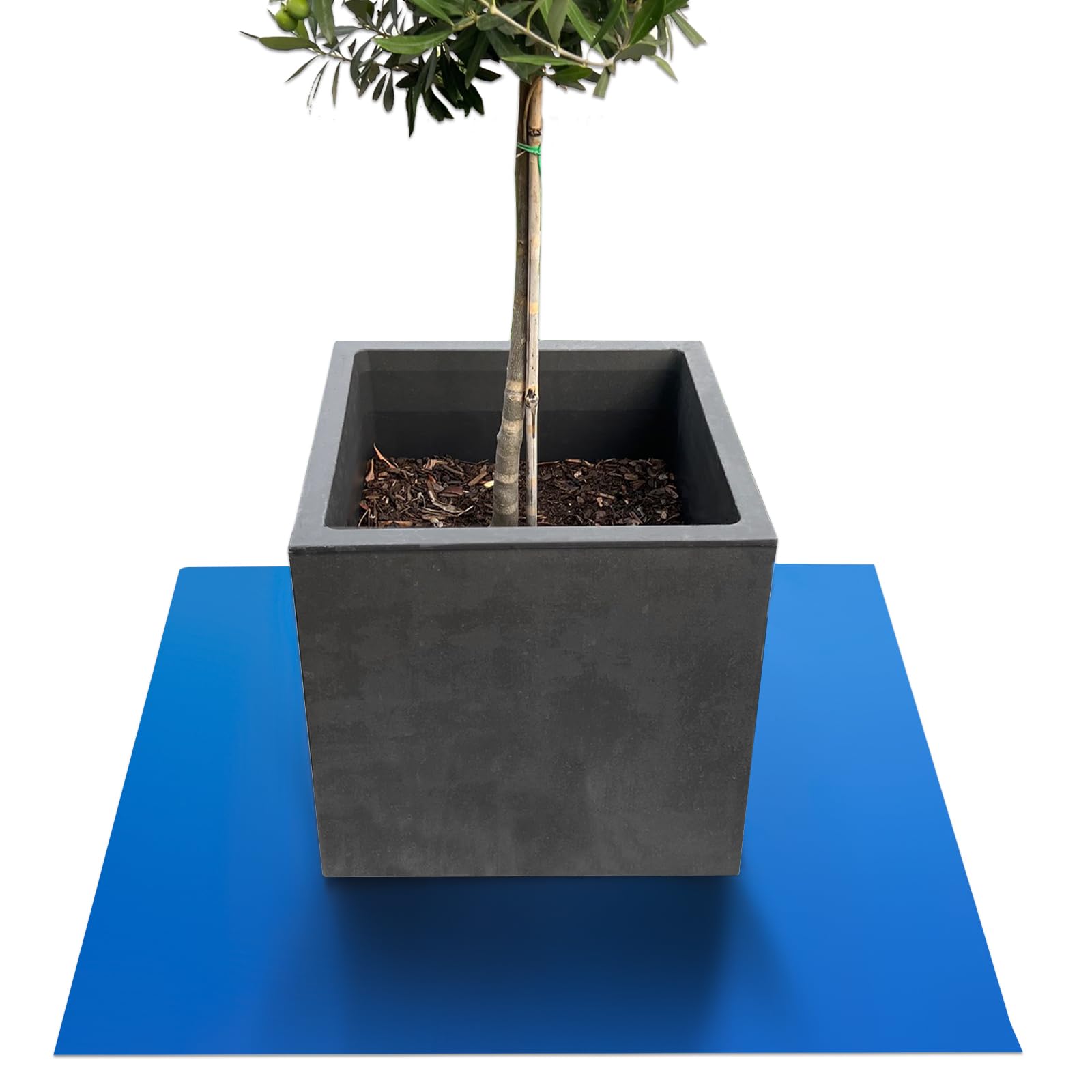 KARAT Flower Pot Saucer, Flower Saucer with Bevelled Edge, Plant Pot Underlay, Protective Mat, Floor Protection Mat, Flower Pot Coaster (Blue, Square 90 x 90 cm) โ image 1
