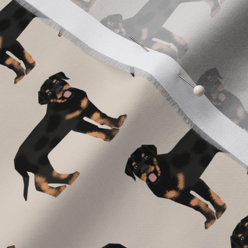 Spoonflower Fabric - Rottweiler Dogs Sand Rottweilers Pets Pet Neutral Puppy Black Portrait Printed on Organic Cotton Sateen Fabric by The Yard - Sewing Quilting Apparel Home Decor