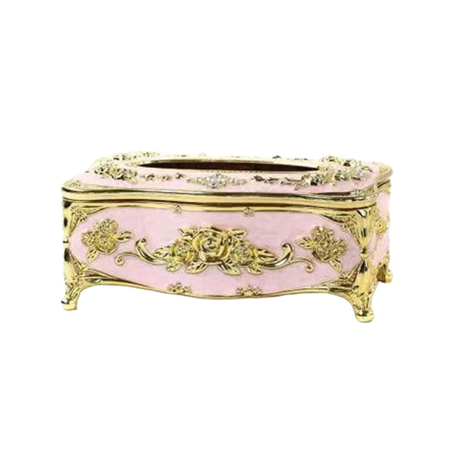 Tissue Box Tissue box hotel restaurant napkin extraction box, kitchen and living room tabletop tissue storage box(B-Golden Pink)