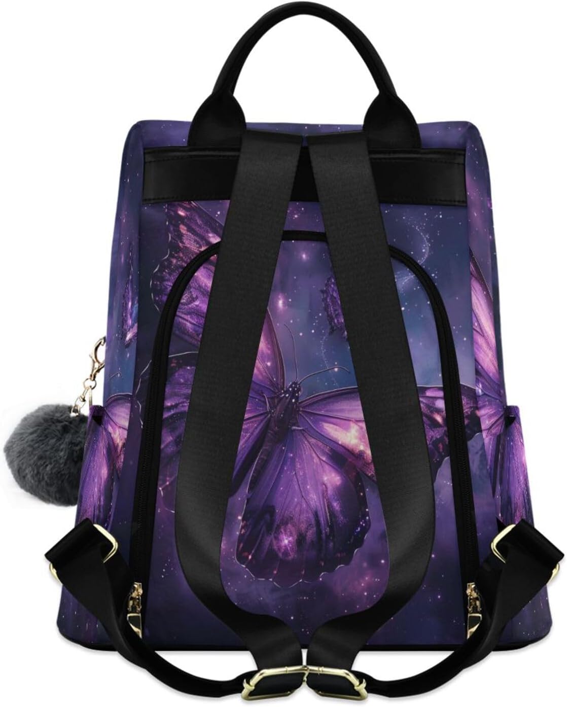 Anti Theft Backpack Butterflies Purple Galaxy Women Large Fashion Travel Shoulder Bag Purse Rucksack Lightweight - Image 2