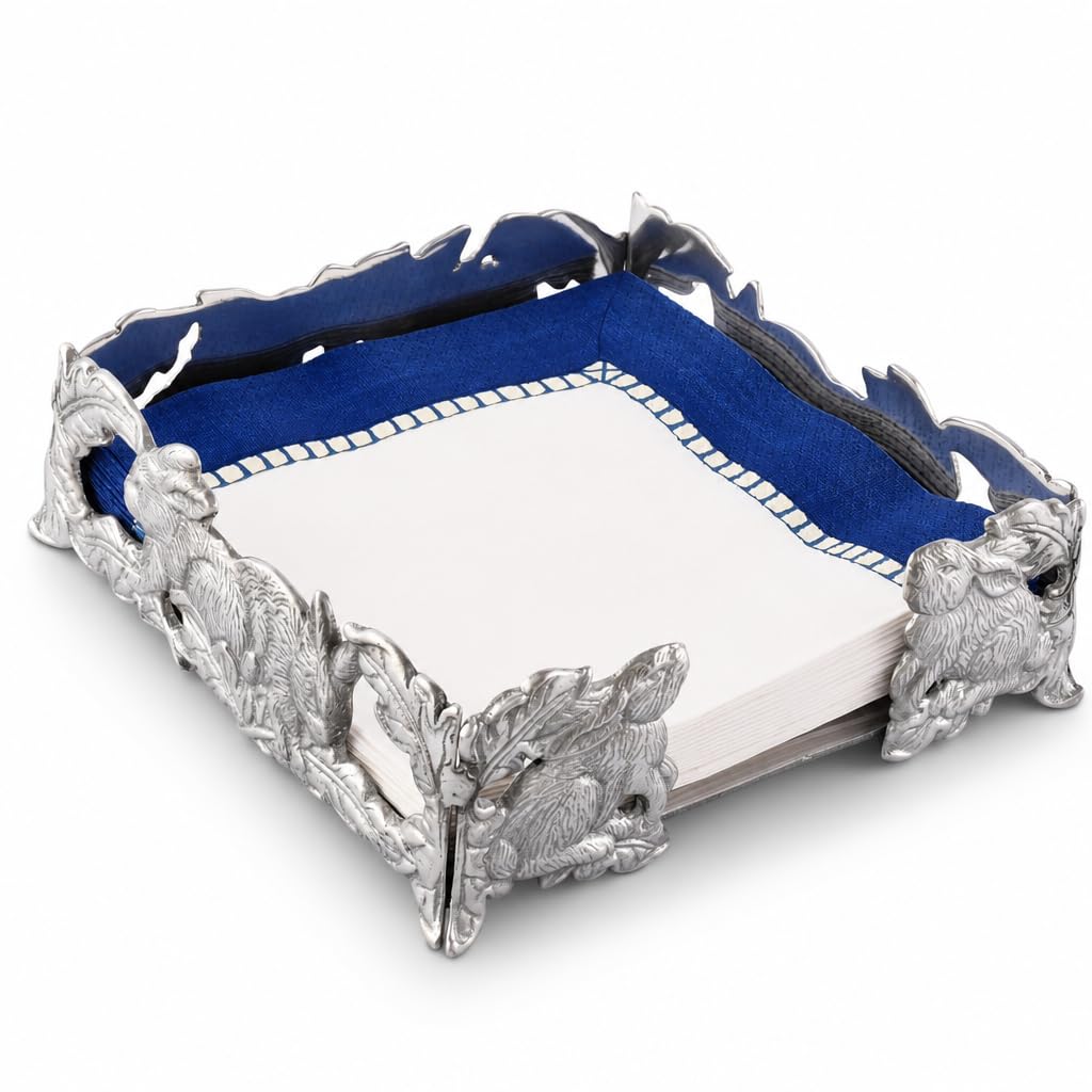Arthur Court Serviettenhalter, klassisch, schwer, Aluminiumguss, Lunch-Größe | perfekt für alle Größen von großen Mittagessen, quadratisch Frühlings-/Oster-Servietten, 19,1 cm quadratisch