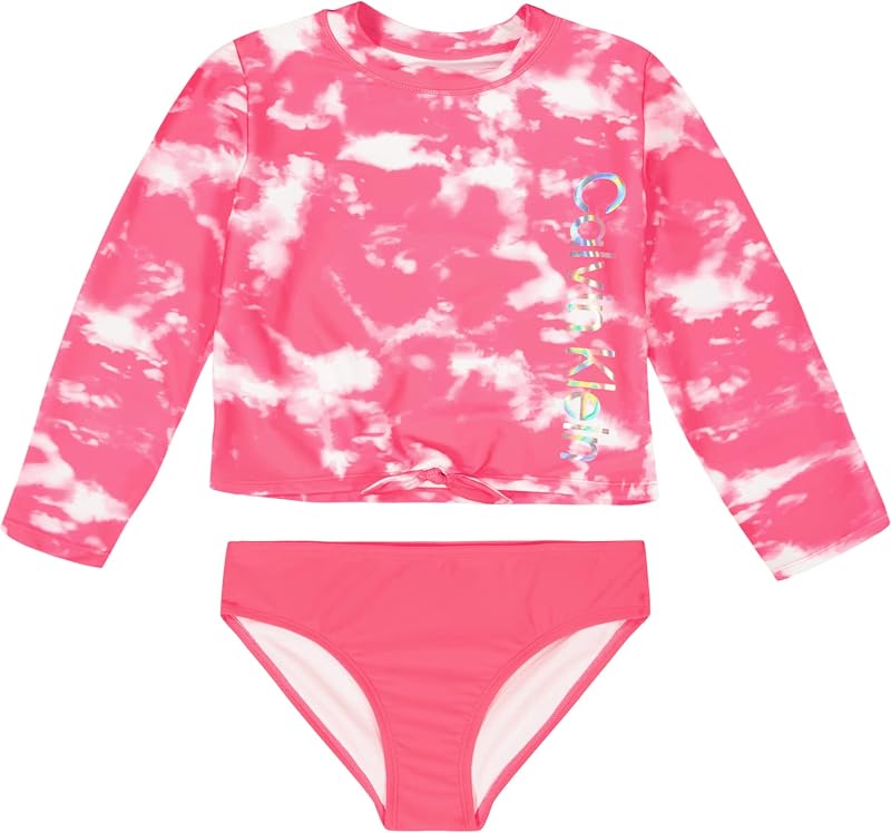 Girls' Two-piece Rashguard Swimsuit Set with UPF 50+ Sun Protection
