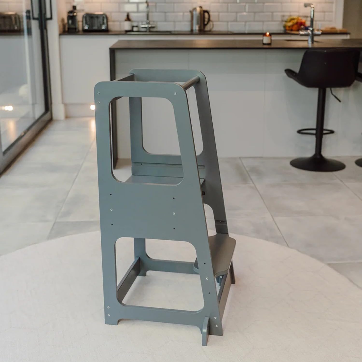 The Learning Tower Company Grey Original Tower (1-6 Years), 3 Adjustable Heights, Step Stool For Kitchen With Safety Feet, Mothers' Helper, Montessori Standing Tower, Space-Saving, (Grey)