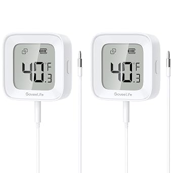 GoveeLife Bluetooth Refrigerator Thermometer with LCD Disaplay, 2-Pack