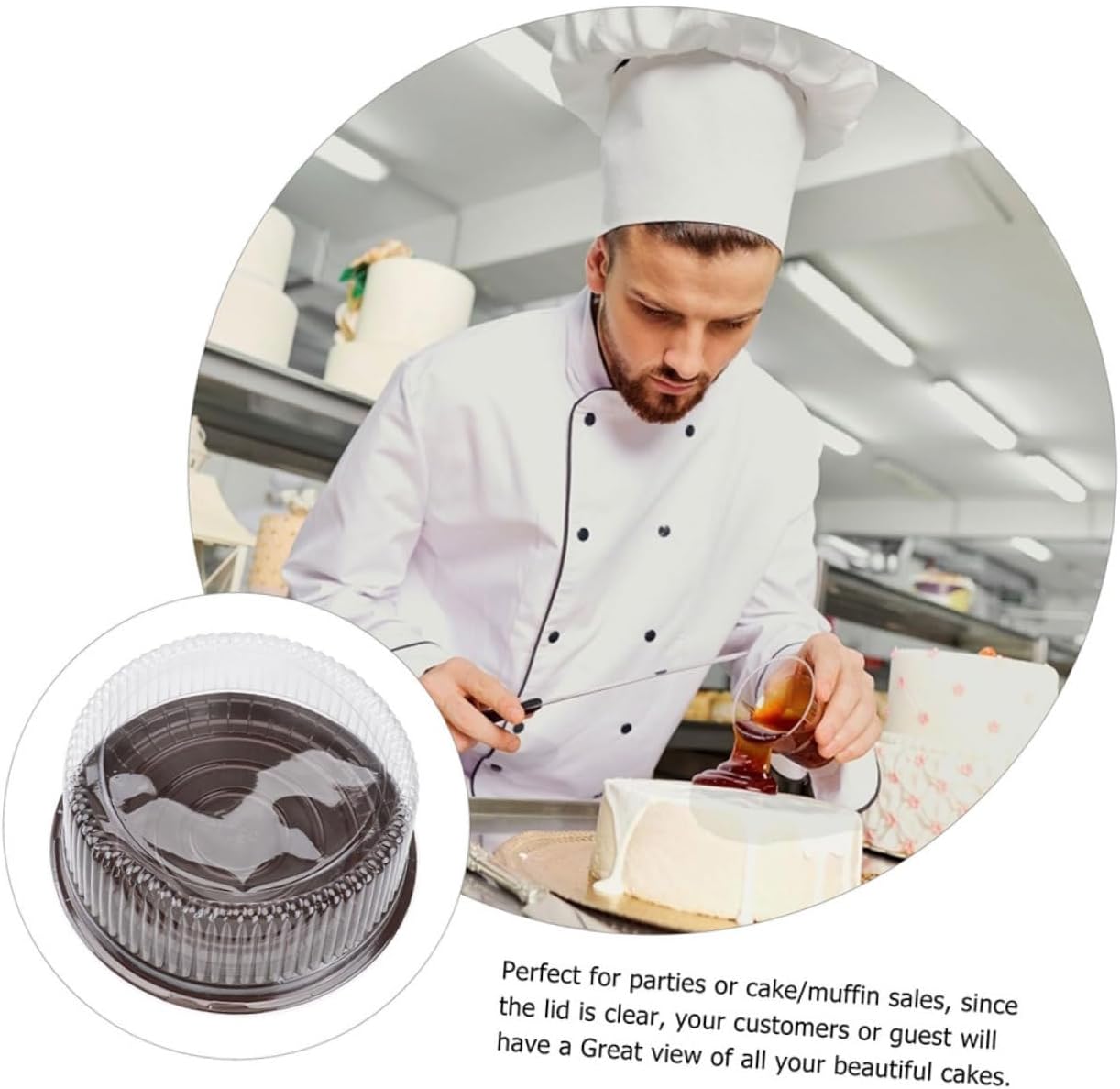 25pcs Lid Round Cake Carrier Boxes Plastic Cake Containers for Weddings Parties and Events Packaging Easy-open Design