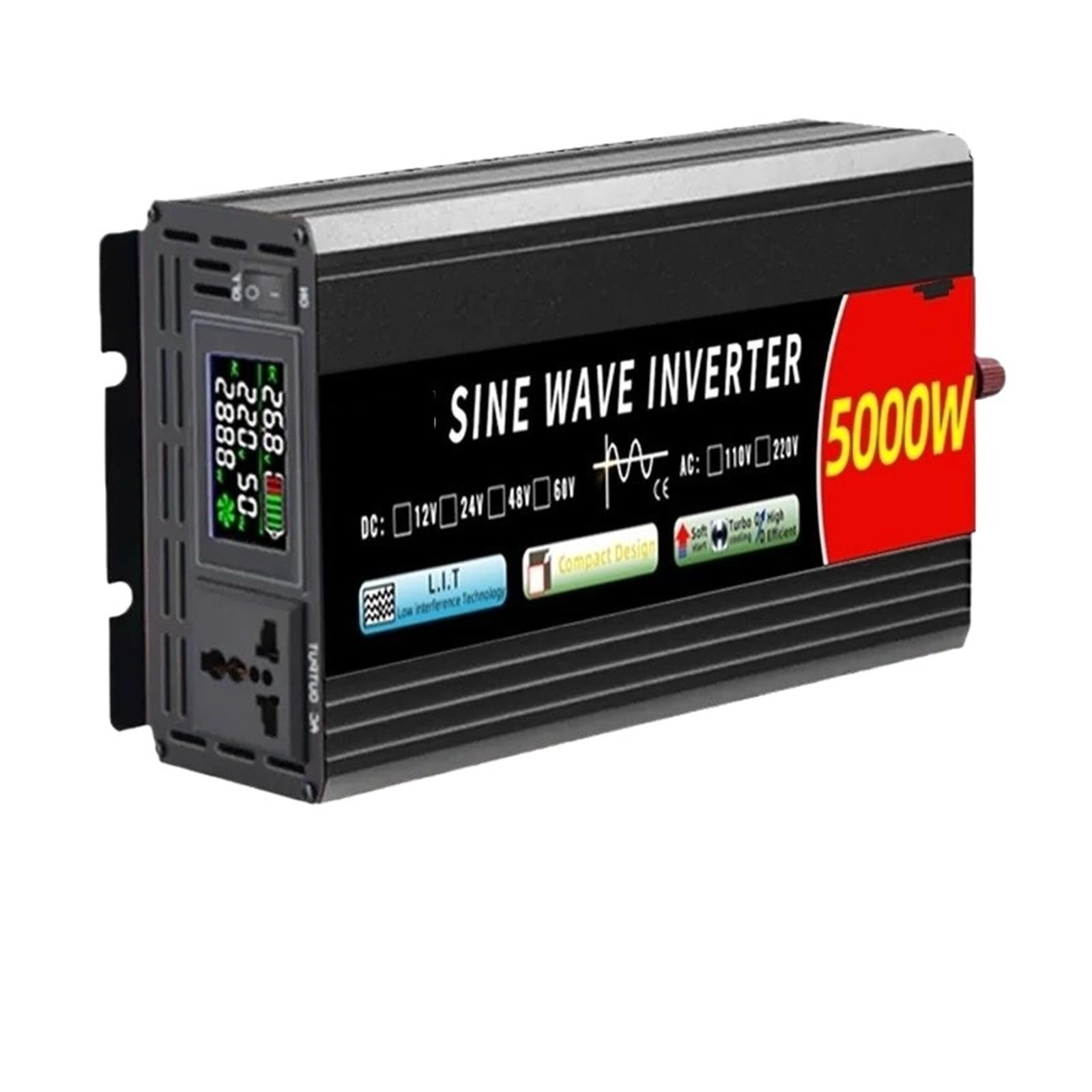 Inverter Auto Convertitore 5000W 4000W 3000W 2000W 12v/24v 110v/220v DC AC 50/60HZ Convertitore Potenza Portatile LCD Onda Sinusoidale Per Pura