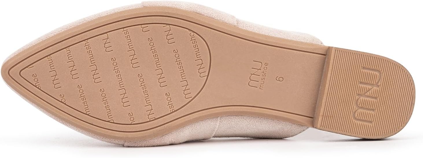 MUSSHOE Mules for Women with Bow Knot: Pointed Toe Flats - Cloud-Cushion Suede Backless Loafers for Office & Casual Wear - Wide-Fit Friendly Slip On Slides with Memory Foam - Image 5