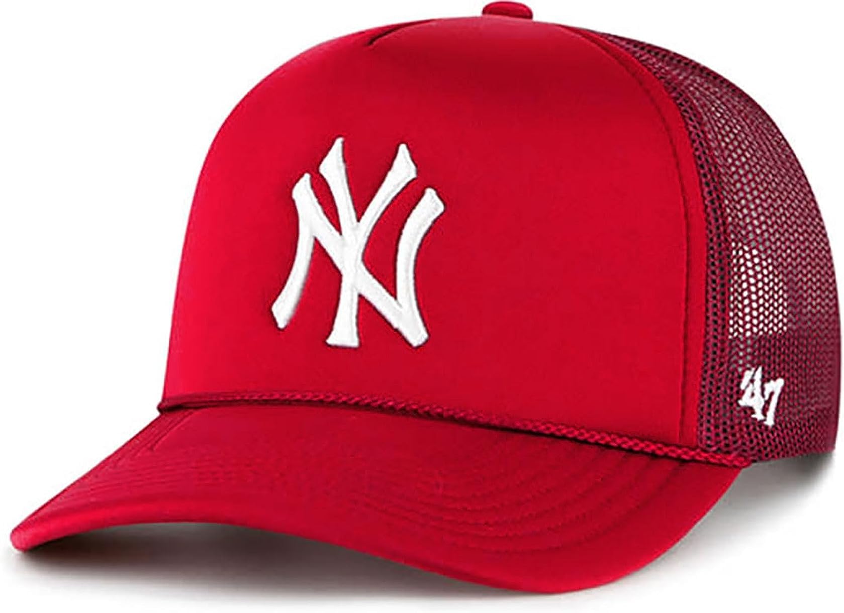 '47 New York Yankees Foam Trucker Snapback Adjustable Hat, Adult One Size Fits All, New York Yankees Red, One size