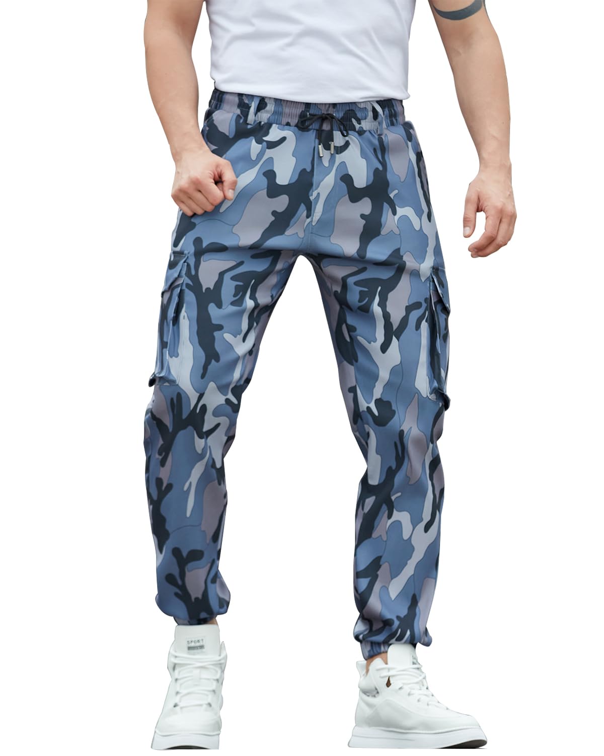 Mens Cargo Joggers Pants Slim fit Stretch with Pockets Hiking Pants for Men 32 Regular A025