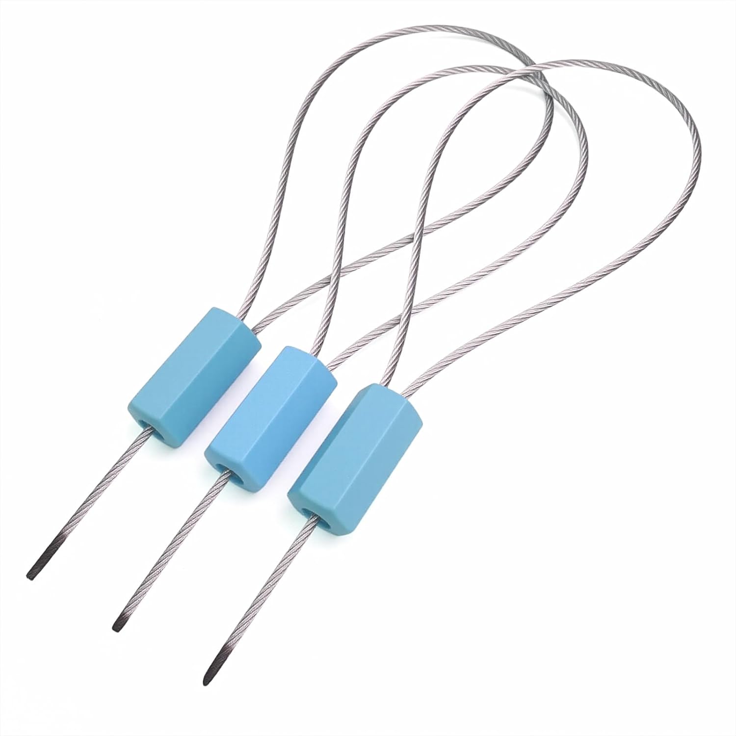KOCENTS(R) 100 Metal Cable seals, Disposable Steel wire Security Label zip ties, For Logistics Truck, Tanker Oil pipeline valves, Goods van, Shipping Tamper-proof, Number Tags, 11.8in Length (Blue)