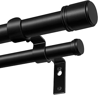 Double Curtain Rod 72 to 144 Inch, HOTOZON 1 Inch Heavy Duty Double Curt...