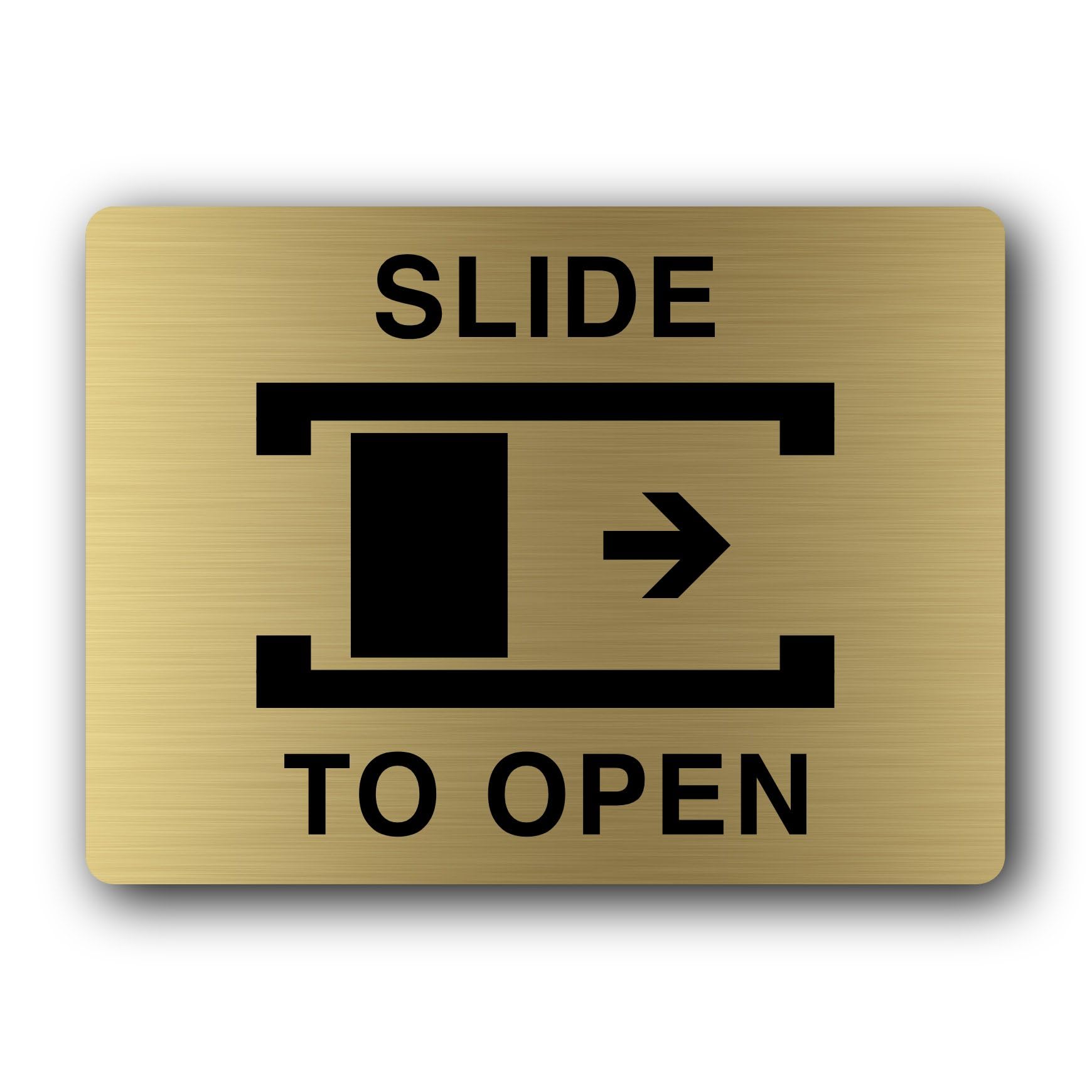 Slide to open instruction Sign – 19.0x14.0cm Brushed Aluminium