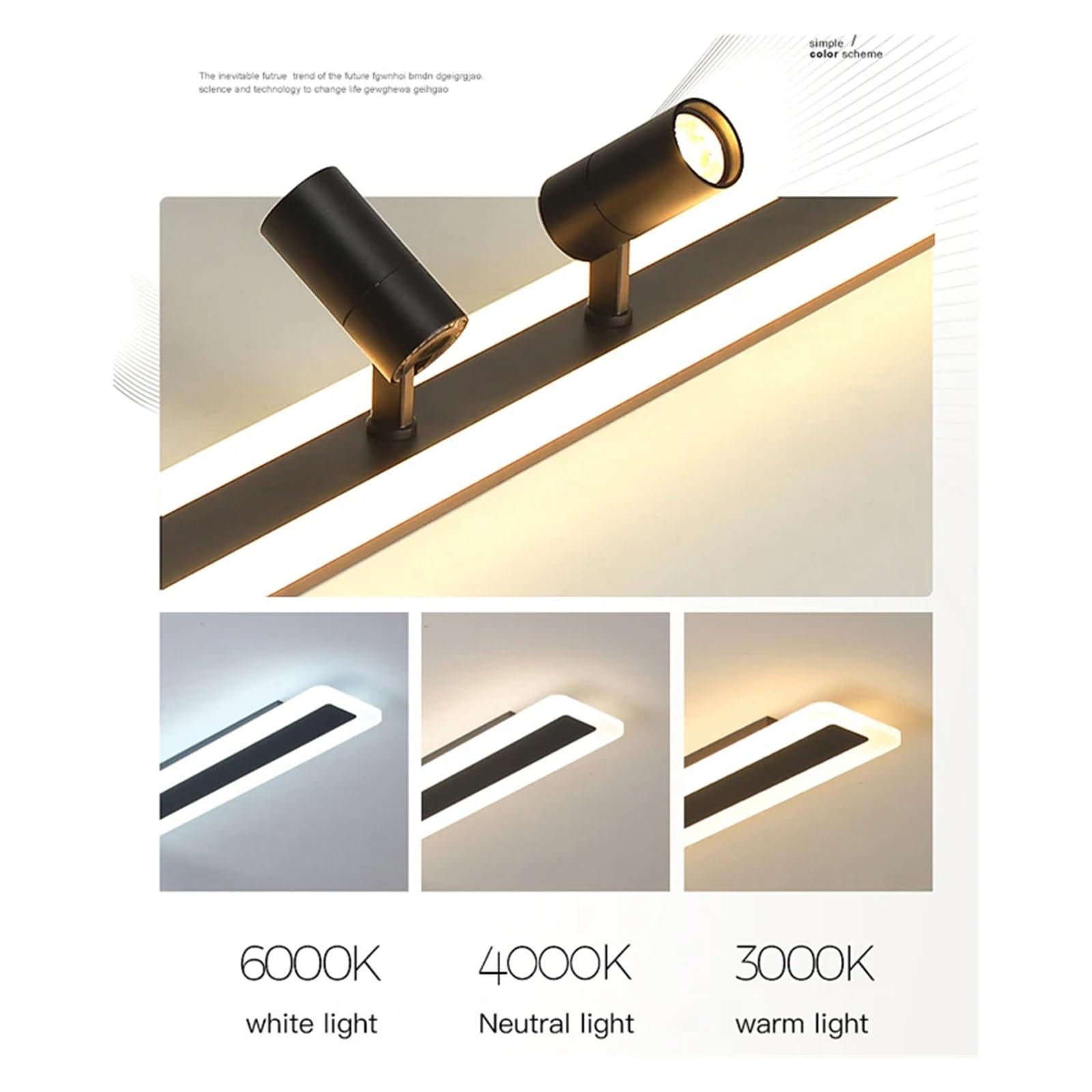 Nowoczesne żyrandole sufitowe LED z reflektorami, Akrylowa czarna lampa sufitowa do salonu, kuchni, korytarza, oświetlenia wewnętrznego, żyrandol-czarna-80 cm